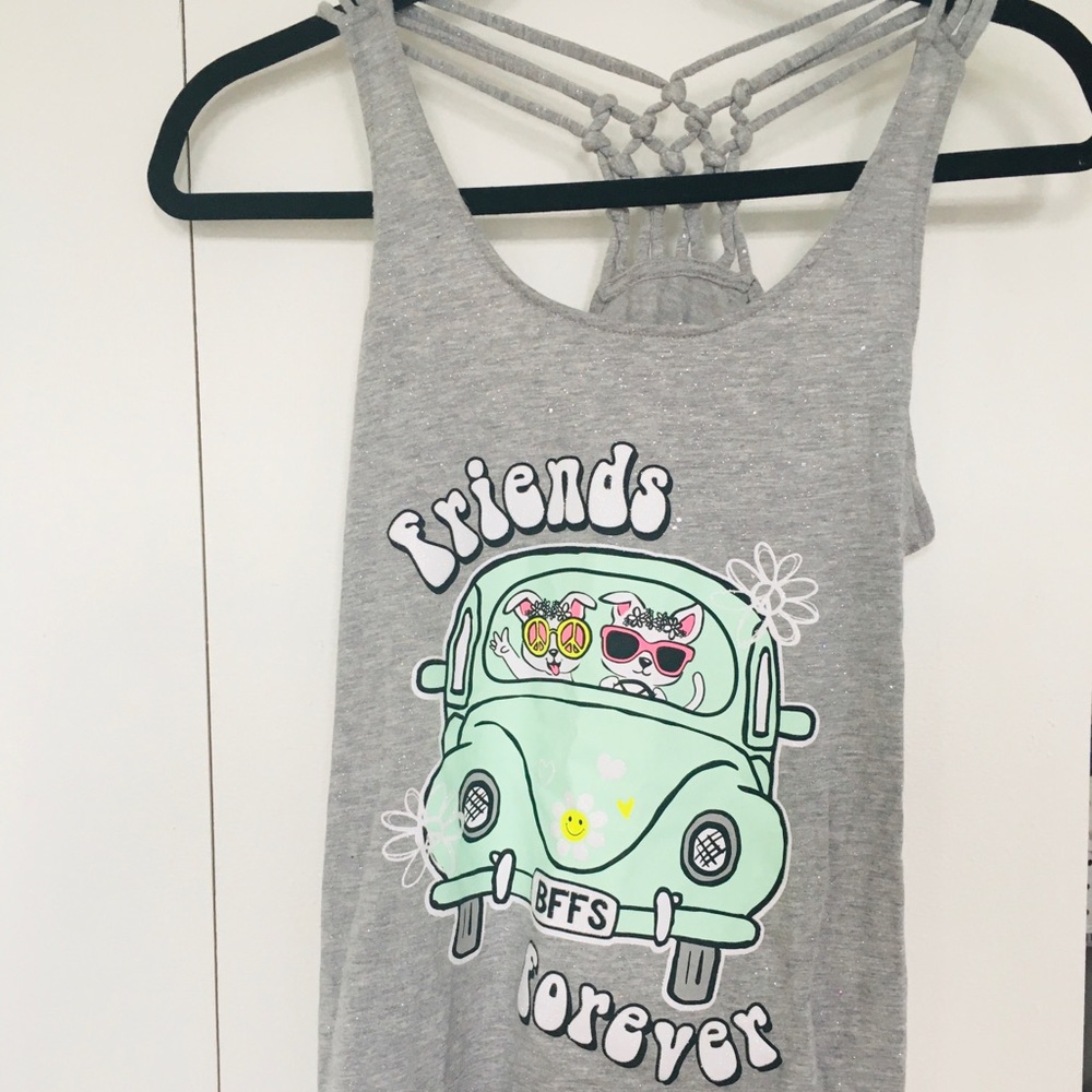 Girls sparkly “friends forever” tank